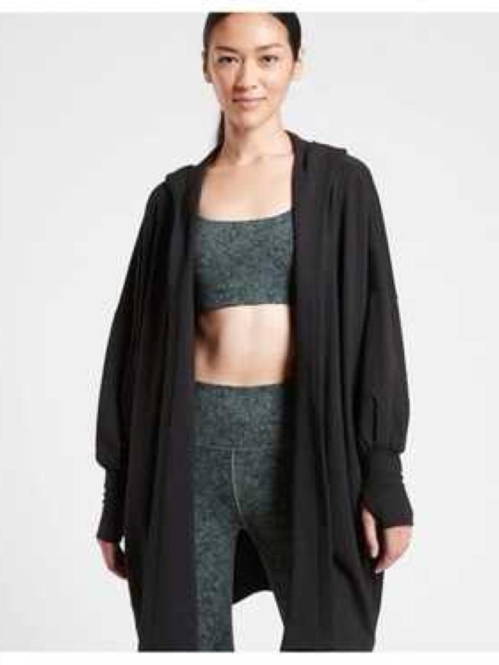 Athleta Oversized Black Hooded Jacket